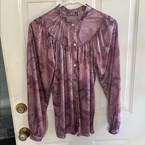 Vintage Women's Purple Paisley Blouse